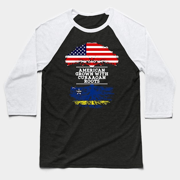 American Grown With Curaaoan Roots - Gift for Curaaoan From Curacao Baseball T-Shirt by Country Flags